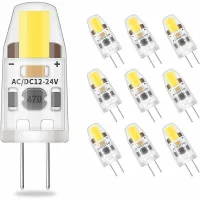 Lámparas Led G4 Regulables En Blanco Frío, 2 W (equivalente A Una Lámpara Halógena De 20 W), 200 Lm, Sin Parpadeo, De Bajo Consumo, 12–24 V Ca/cc, Base G4, Ángulo De Haz De 360°, Paquete De 10