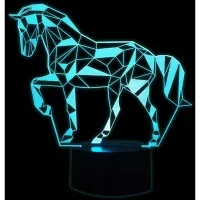 Lámpara De Noche Led 3d Con Ilusión Óptica Para Niños, Lámpara De Caballo 3d Con 7 Colores Cambiantes, Lámpara De Mesilla Táctil Para La Decoración Del Dormitorio, Lámpara De Caballo Con Cable Usb.