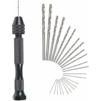 Mini Taladro Manual Con Brocas Helicoidales + 25 Microbrocas Inalámbricas En Un Taladro De Aluminio. Herramientas Rotativas, Brocas Helicoidales Ajustables, Pirograbado, Proyectos De Bricolaje (plásti