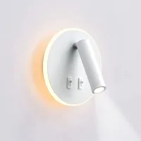 Aplique De Pared Led, Lámpara De Lectura Para Cama, Foco De Pared Led Ajustable (3w + 6w, Blanco Cálido 3000k) (forma Redonda)