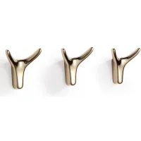 Juego De 3 Ganchos Adhesivos Dorados Con Forma De Cuerno Para La Pared Del Baño.