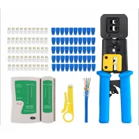 Probador De Cables + Herramienta De Crimpado Rj45 Para Cables Cat6, Cat5e Y Cat5. Herramienta De Crimpado Para Cables Rj45/rj11 Estándar, 50 Conectores Cat5 Y Cat5e.