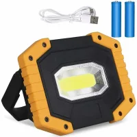 Foco Led Recargable, 20 W Usb, Luz De Trabajo Led De 1200 Lm, Foco Cob Para Camping, Resistente Al Agua, Portátil Con 3 Modos Para Camping, Obra, Garaje (2 Baterías Incluidas) [clase