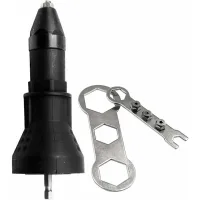 Remachadora Eléctrica – Juego De Herramientas Para Taladrar Y Remachar – Accesorios Adaptadores, Negro