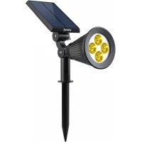 Foco Solar 2 En 1, Con Estaca Para Suelo O Montaje En Superficie, Led Blanco Cálido Regulable, 29 X 9,5 X 34 Cm (1 Unidad)
