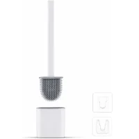 Escobilla De Baño Plana De Silicona Con Soporte, Antigoteo, Antibacteriana, Ventilada, De Secado Rápido E Inodora, Para Montaje En Pared O Suelo, Para Baño Y Aseo, Blanca.