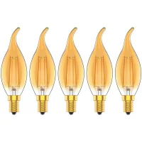 Paquete De 5 Bombillas Incandescentes Vintage Regulables De 4 W Con Base E14, Luz Blanca Cálida (2700 K), Equivalente A Una Bombilla Incandescente De 30 W, 300 Lm, 220 V Ca.