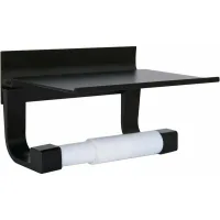 Portarrollos De Papel Higiénico De Pared De Aluminio Con Estante, Adhesivo Y Tornillos Para El Baño (negro)