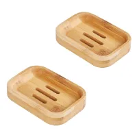 Jaboneras De 2 Piezas Hechas De Madera De Bambú Natural, Cajas De Jabón Para Baño Y Ducha, Soportes De Jabón Hechos A Mano Para Jabón, Esponjas Y Más.