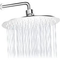 Cabezal De Ducha Tipo Lluvia, Redondo De 20 Cm, Fabricado En Acero Inoxidable 304 Con Gel De Sílice Antiobstrucción.