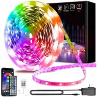 Tira Led Bluetooth De 15 M, Tira Led Rgb 5050 Para Dormitorio, Flexible, Tira De Luz Multicolor, Control Mediante Aplicación Para Smartphone, Sincronización Con Función De Música/temporizador.