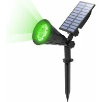 Lámpara Solar De Jardín, Foco Solar Inalámbrico, Resistente Al Agua Ip65, Con Panel Solar Y Ángulo De Giro Ajustable De 180° Para Patios, Jardines, Caminos Y Entradas De Vehículos. (verde)