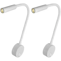 Paquete De 2 Apliques De Pared Blancos De 3 W, Luz Led Blanca Cálida (3000 K), Fácil Instalación, Ángulo De Rotación De 360°.
