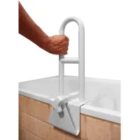 Barra De Apoyo Para Bañera, Acero Lacado En Blanco, Longitud De Anclaje Ajustable De 7,5 A 17 Cm, Carga Máxima 100 Kg.