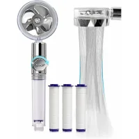 Ducha De Mano, Cabezal De Ducha Ahorrador De Agua Con Función Antical, Cabezal De Ducha Giratorio De Alta Presión Con Hélice Giratoria De 360°, Sistema De Filtrado De Tres Etapas Con 3 Almohadillas De