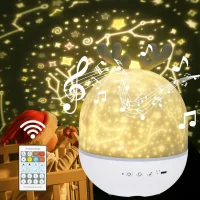 Luz Nocturna Infantil Con Proyector De Estrellas De 360°, Recargable Por Usb, Temporizador Y Mando A Distancia, 6 Pistas De Música Relajante Para Conciliar El Sueño.