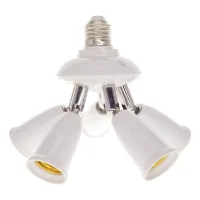 Adaptador Divisor De Casquillo E27 3 En 1, Casquillo Estándar E26/e27 Para Lámparas Led, Convertidor De Casquillo Para Lámparas De Araña Con Inclinación De 360° A 180°, 568, Ajustable 5 En 1