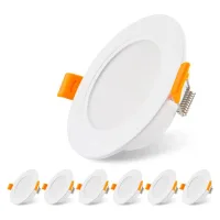 Juego De 6 Focos Led Empotrables, 5 W, 3000 K, Ultrafinos, 230 V, Ip54, Para Baño, Cocina Y Salón. Abertura De Empotramiento De 75 Mm.