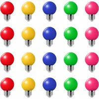 20 Bombillas Led De 3w E27 De Un Solo Color, 100lm, Para Navidad, 220v, Con Pequeñas Burbujas De Colores, 180° (4 Por Color).