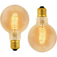 Bombilla Vintage Tipo Globo G80 E27, Regulable, 40 W, Luz Blanca Cálida (2700 K), 220 V Ca, Bombilla Retro Con Casquillo E27, Filamento De Tungsteno En Espiral, Paquete De 2