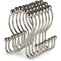 Juego De 12 Ganchos De Acero Inoxidable Inoxidable Para Cortinas De Ducha, Con Ganchos Dobles Deslizantes Anticaída Para Cortinas De Ducha De Baño (níquel).