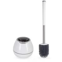 Cepillo De Inodoro De Silicona Con Mango De Secado Rápido, Mango Largo Antideslizante – Blanco