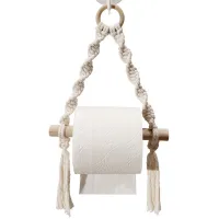 Soporte Para Papel Higiénico Con Estante - Estante De Madera Y Cuerda Para Teléfono O Decoración