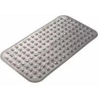 Alfombrilla De Baño Rectangular Antideslizante Para Ducha, Tamaño Mediano 70x38cm Con Ventosas Y Orificios De Drenaje, Lavable A Máquina (gris).