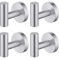 Juego De 4 Ganchos De Pared Para Toallas, Ideales Para Baño Y Cocina, Con Ganchos Para Albornoces Y Telas. Fabricados En Acero Inoxidable Cepillado Y Color Plata.