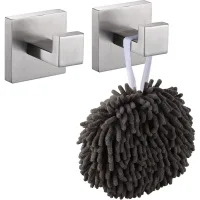 2 Ganchos De Pared Cuadrados Para Toallas, Batas, Abrigos, Baño, Cocina, Garaje, Montaje En Pared, Acero Inoxidable Cepillado