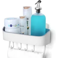 4 Ganchos - Organizador De Ducha De Plástico Extraíble Sin Necesidad De Taladrar Para Champú Y Gel De Ducha - Estante Para Ducha Y Cocina Con Desagüe