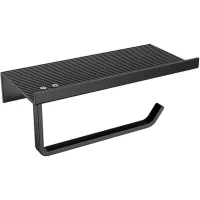 Soporte De Papel Higiénico De Pared Sin Necesidad De Taladrar, De Aluminio Con Estantes Espaciosos (negro)