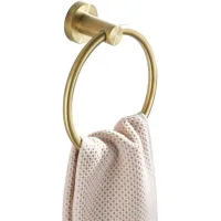Toallero De Acero Inoxidable, De Pared, Con Aro Para Toallas, Acabado Dorado Cepillado, Color Dorado.