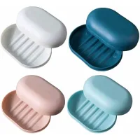 Juego De 4 Jaboneras Con Tapa - Jabonera De Viaje Impermeable - Jabonera Resellable - Para La Ducha, Viajes, Senderismo, Baño, Escuela, Gimnasio