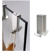 2 Ganchos Dobles De Acero Inoxidable Para Puerta De Ducha, Ganchos Dobles Para Pared De Ducha, Acero Inoxidable, Color Plata.