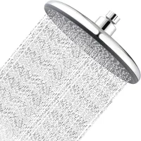 Cabezal De Ducha, Acabado Cromado, Tipo Lluvia, Ø220 Mm, Con Sistema Integrado De Ahorro De Agua Y Refuerzo, 330 Orificios De Salida De Agua En Silicona, Ajustable 360° Con Rótula Giratoria.