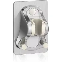 Soporte Adhesivo Para Cabezal De Ducha Sin Perforaciones, Soporte De Ducha Ajustable, Ducha De Mano, Soporte De Ducha De Pared, Súper Potente, Resistente Al Agua, Cromado, Plateado