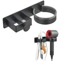 Soporte Para Secador De Pelo, Soporte De Pared Para Secador De Pelo, Soporte Para Secador Y Plancha De Pelo, Soporte Para Plancha De Pelo Con Fijación Mediante Taladro (con Adhesivo/tornillos) Para Ho
