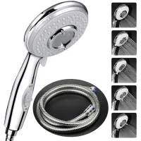 Cabezal De Ducha + Manguera Flexible De 2 M, Cabezal De Ducha Con Manguera, Cabezal De Ducha De Acero Inoxidable De Alta Presión