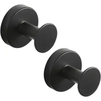 Juego De 2 Ganchos Redondos De Acero Inoxidable Para Abrigos, Ganchos Para Batas Con Revestimiento Negro, Montaje En Pared, Toallero De Estilo Moderno