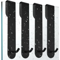 4 Ganchos De Acero Inoxidable Para Ducha, Toallero De Baño, Ganchos De Pared De Acero Inoxidable Para Ducha, Ganchos Para Toallas, Soporte Para Toallas De Cocina, Perchero Negro, No Requiere Perforaci