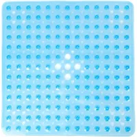 Alfombrilla De Baño Cuadrada Antideslizante, Alfombrilla De Baño Y Ducha De Pvc Transparente, Alfombrilla De Ducha Antibacteriana, Alfombrilla De Baño Antimoho Para Baño, 53 Cm X 53 Cm, Azul