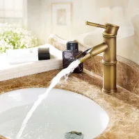 Grifo De Cobre Macizo, Grifo De Lavabo De Bambú Antiguo, Grifo Europeo Monomando, Grifo De Agua Fría Y Caliente Encima Del Grifo Del Lavabo, Lavabo Artístico (corto)