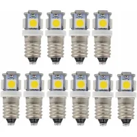 10 Bombillas Led E10 De 6 V, Luz Blanca Fría, 5 Smd, 0,5 W, 50 Lúmenes (luz Blanca Fría)