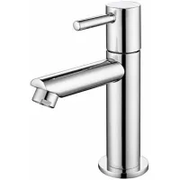 Grifo De Lavabo De Agua Fría Únicamente, Grifo Mezclador De Superficie De Acero Inoxidable Plateado Duradero, Grifo Para Lavabo De Aseo De Invitados, 270 G