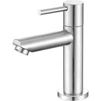 Grifo De Baño De Agua Fría Con Caño De 12 Cm De Altura, Grifo De Lavabo De Agua Fría De Acero Inoxidable, Grifo De Lavabo De Agua Fría Para Inodoro