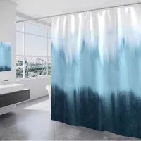 Cortina De Ducha De Poliéster Con Degradado Azul, 12 Ganchos Para Baño, 180 X 180 Cm, Cortina De Ducha Antimoho, Cortina De Ducha Ligera.