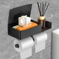 Portarrollos De Papel Higiénico De Pared, Portarrollos De Papel Higiénico Con Caja Para Pañuelos, Portarrollos De Papel Higiénico De Pie, Negro