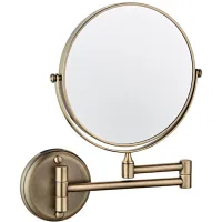 Espejo De Tocador Plegable, Giratorio, De Doble Cara Y Para Montaje En Pared, Con Lupa De 5 Aumentos Y Pantalla De 6 Pulgadas, Para Baño, Aseo Y Dormitorio, Color Verde Bronce.