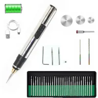 Bolígrafo De Grabado Eléctrico, Juego De 42 Unidades, Grabador Inalámbrico Recargable Por Usb, Grabador Rotativo Portátil Para Proyectos De Bricolaje, Ideal Para Grabar En Piedra, Madera, Vidrio Y Pla